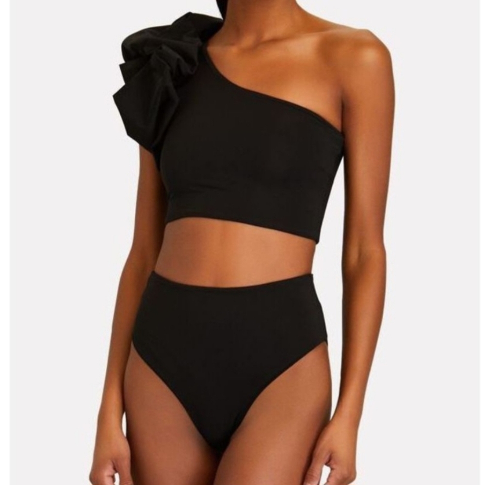 MAYGEL CORONEL Two-Piece Luisa Ruffle Bikini Set - Black-  ONE SIZE.